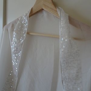 White Sheer Sequined Scarf